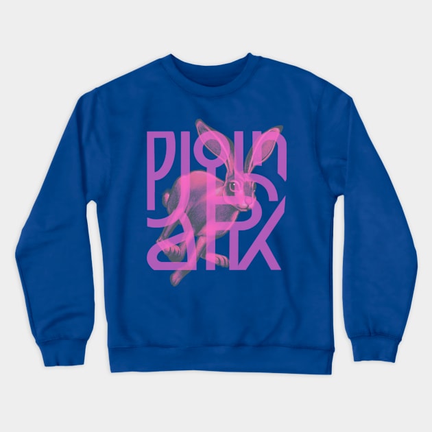 Rabbit (pink) Crewneck Sweatshirt by JohnParkArt